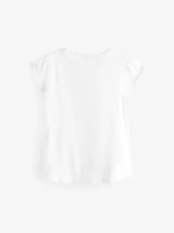 Wit - T-shirt met zakje en madeliefjesprint (1,5-16 jr)
