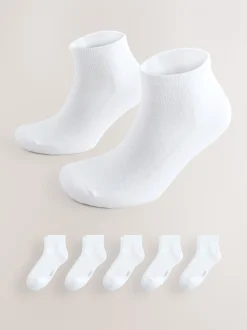Wit - Verpakking van 5 - Halfhoge sneakersokken met demping