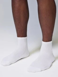 Wit - Verpakking van 5 - Halfhoge sneakersokken met demping