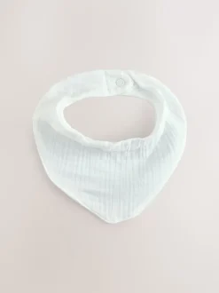 Wit - Verpakking van 3 babyslabbetjes van mousseline