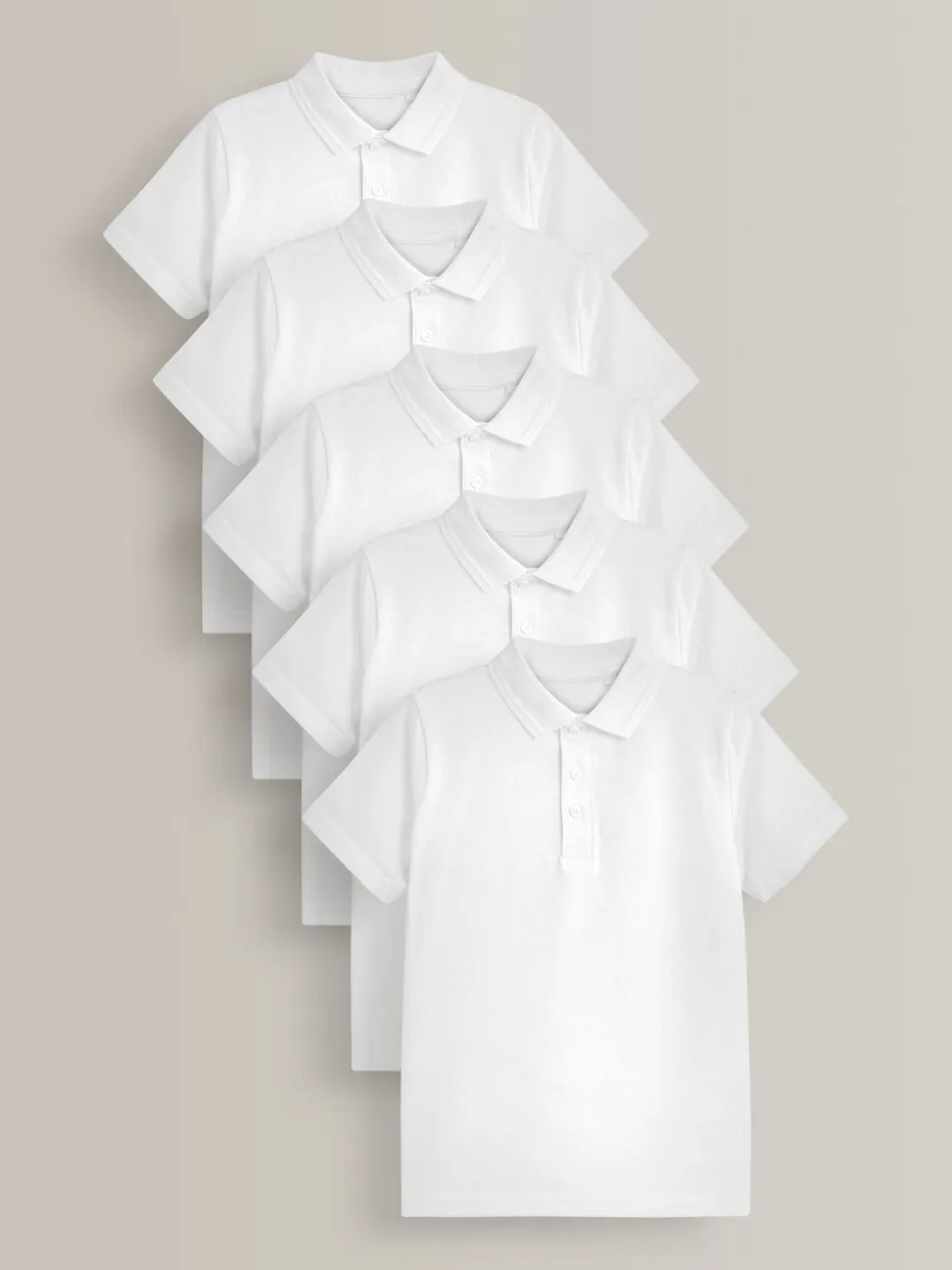 Wit - Verpakking van 5 katoenen poloshirts met korte mouwen voor school (3-16jr)