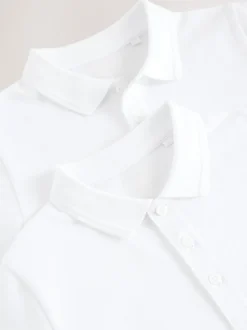 Wit - Verpakking van 2 katoenen schoolpoloshirts met korte mouwen (3-16jr)