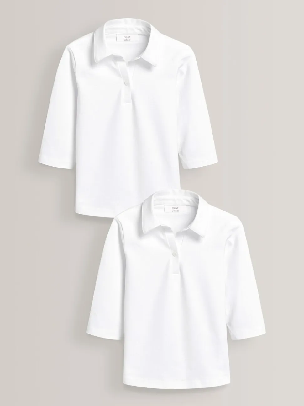 Wit - Verpakking van 2 katoenen jersey schoolblouses met stretch en 3/4-mouwen (3-16 jr)