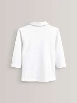 Wit - Verpakking van 2 katoenen jersey schoolblouses met stretch en 3/4-mouwen (3-16 jr)