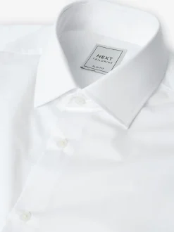 Wit - Verpakking van 4 onderhoudsvriendelijke slim fit smart overhemden met enkele manchetten