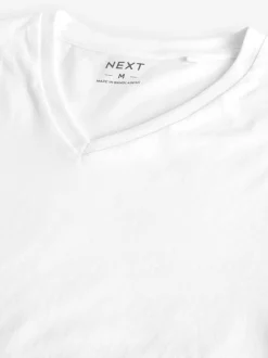 Wit - Verpakking van 2 slim-fit 100% katoenen T-shirts met V-hals en laagjes