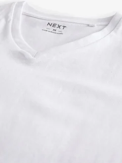 Wit - Verpakking van 10 slim-fit 100% katoenen T-shirts met V-hals en laagjes