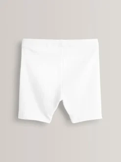 Wit - Verpakking van 5 stretchy fietsshorts met hoog katoengehalte (3-16jr)