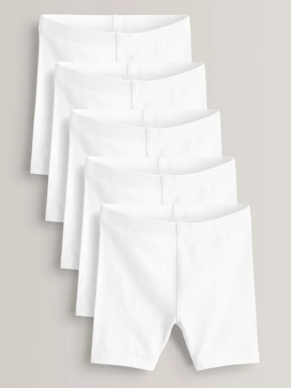 Wit - Verpakking van 5 stretchy fietsshorts met hoog katoengehalte (3-16jr)