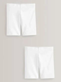 Wit - Verpakking van 2 stretchy fietsshorts met hoog katoengehalte (3-16jr)