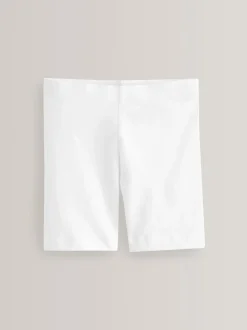 Wit - Verpakking van 2 stretchy fietsshorts met hoog katoengehalte (3-16jr)