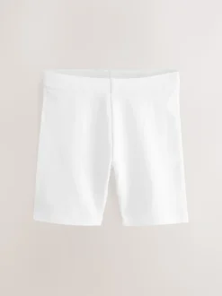 Wit - Verpakking van 2 stretchy fietsshorts met hoog katoengehalte (3-16jr)