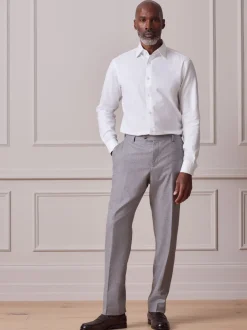 Wit met afwerking - Slim Fit - Signature Textured Long Sleeve Shirt