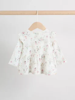 Wit met elfje - Long Sleeve Frill Top And Leggings Baby 2 Piece Set (0mths-2yrs)