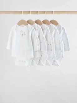 Wit met figuurprint - Baby Bodysuits met Lange mouwen van 100% katoen