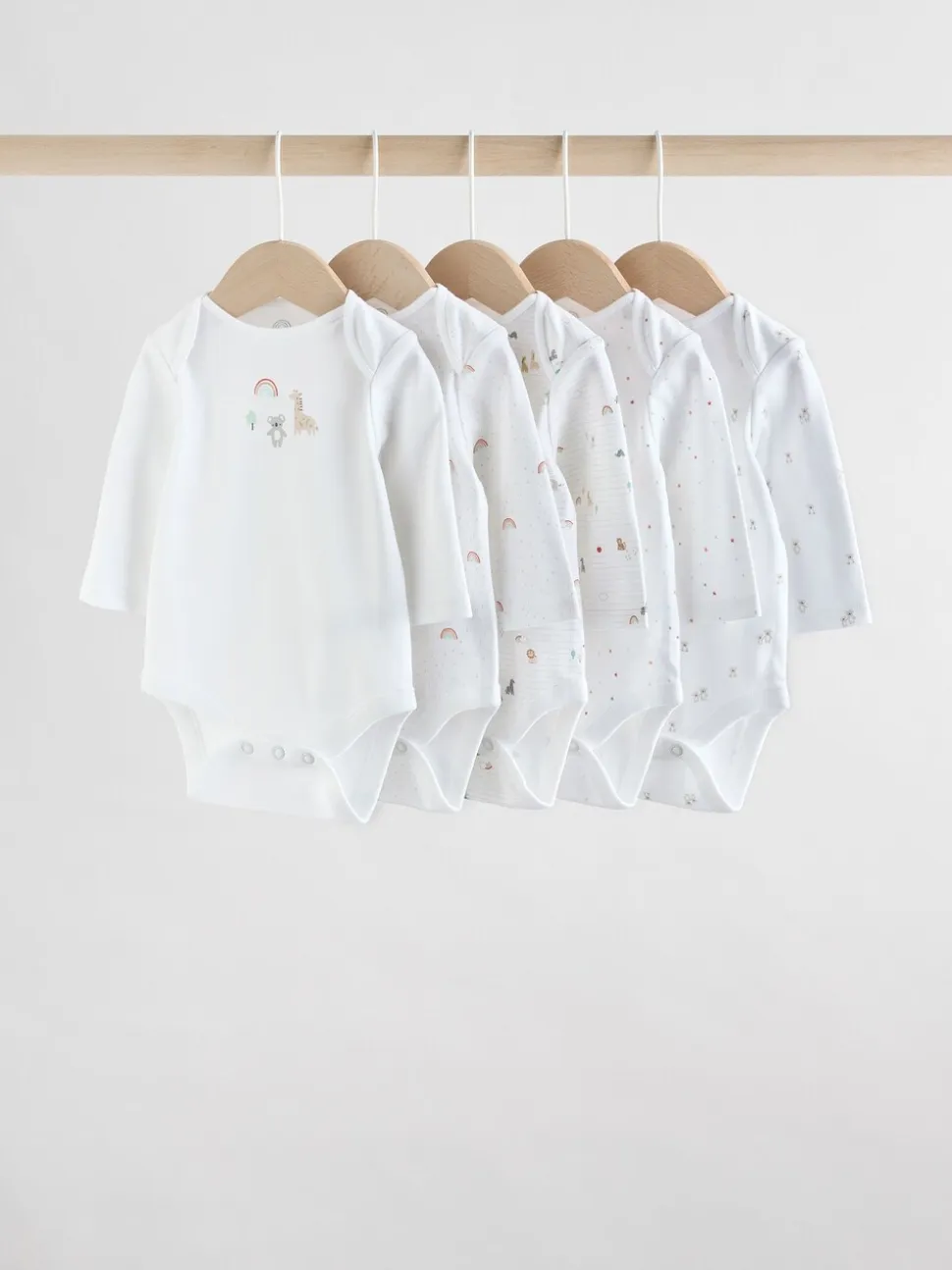 Wit met figuurprint - Baby Bodysuits met Lange mouwen van 100% katoen