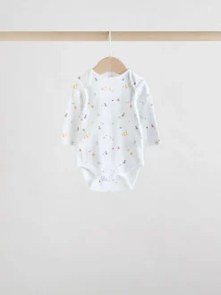 Wit met figuurprint - Baby Bodysuits met Lange mouwen van 100% katoen
