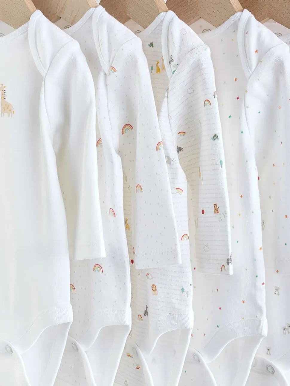 Wit met figuurprint - Baby Bodysuits met Lange mouwen van 100% katoen