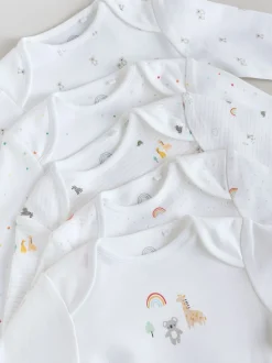 Wit met figuurprint - Baby Bodysuits met Lange mouwen van 100% katoen