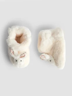 Wit met konijn - JoJo Maman Bébé Plush Slipper Boots