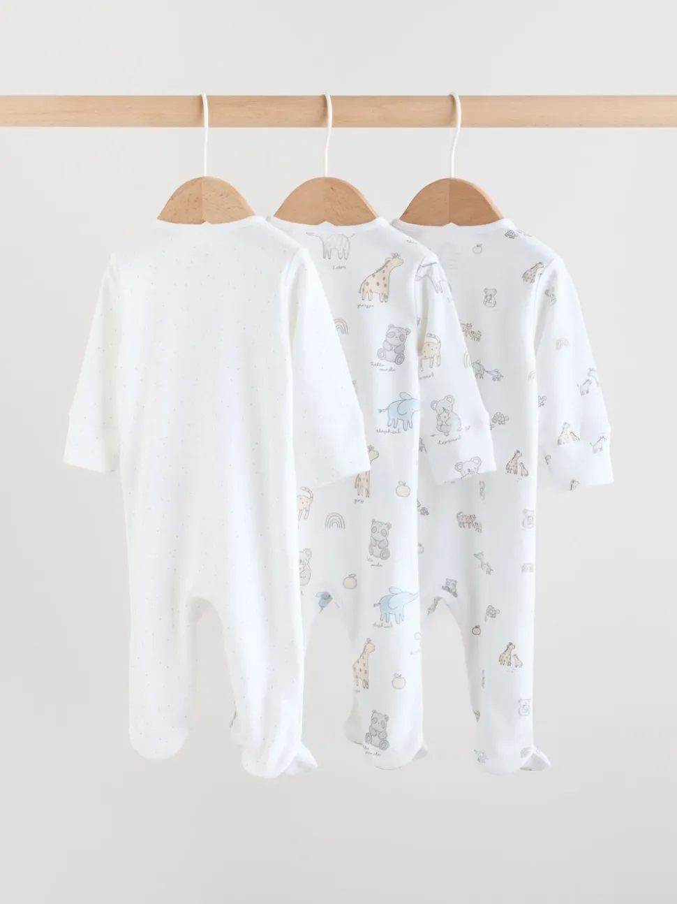 Wit met safariprint - Verpakking van 3 babypyjama's (0-2jr)
