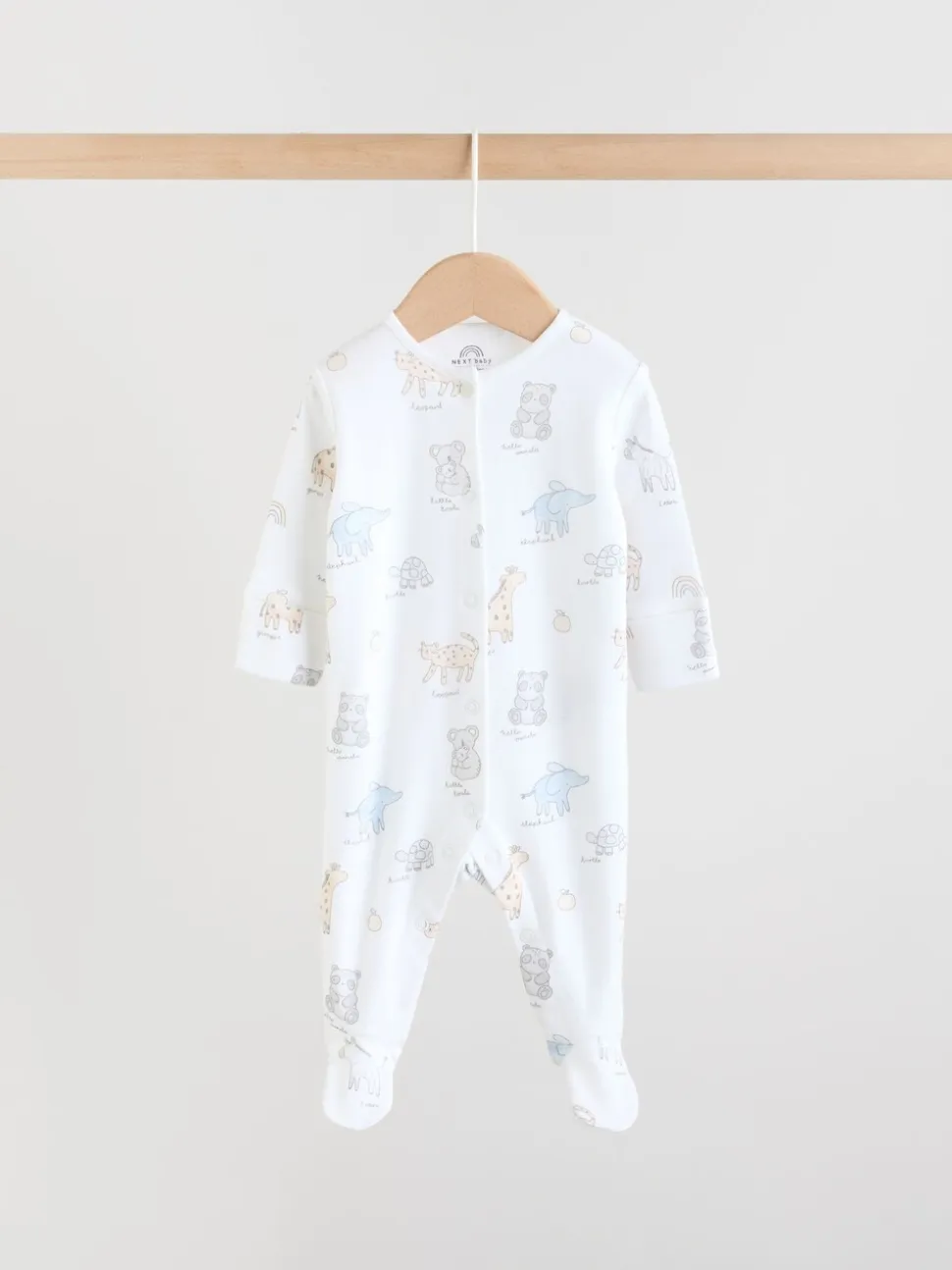 Wit met safariprint - Verpakking van 3 babypyjama's (0-2jr)