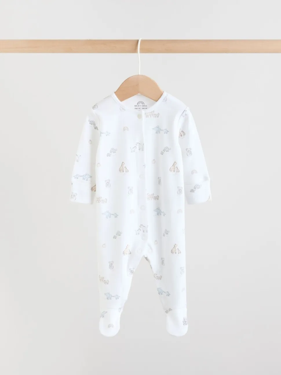 Wit met safariprint - Verpakking van 3 babypyjama's (0-2jr)