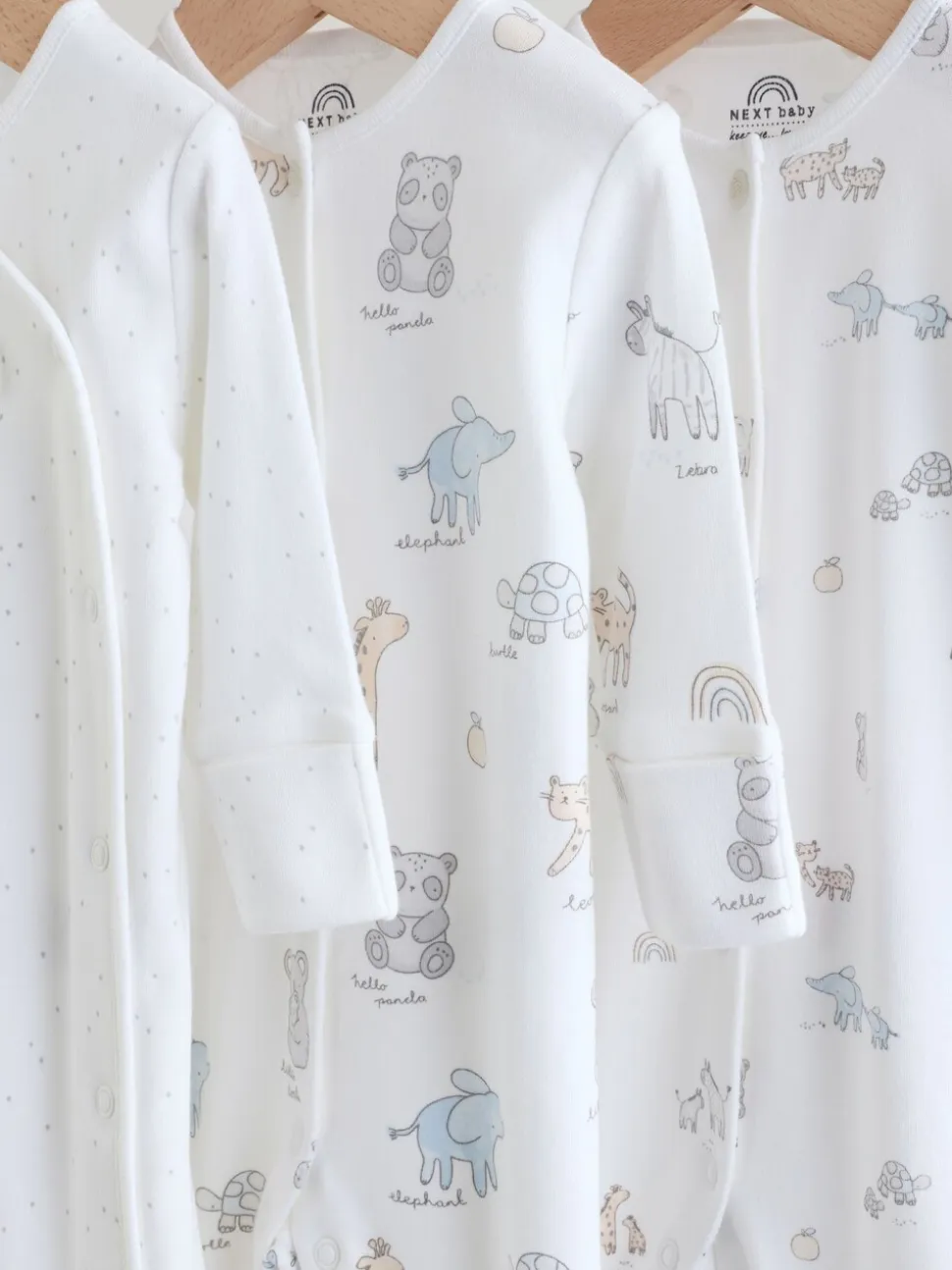 Wit met safariprint - Verpakking van 3 babypyjama's (0-2jr)