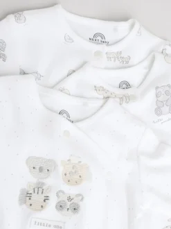 Wit met safariprint - Verpakking van 3 babypyjama's (0-2jr)