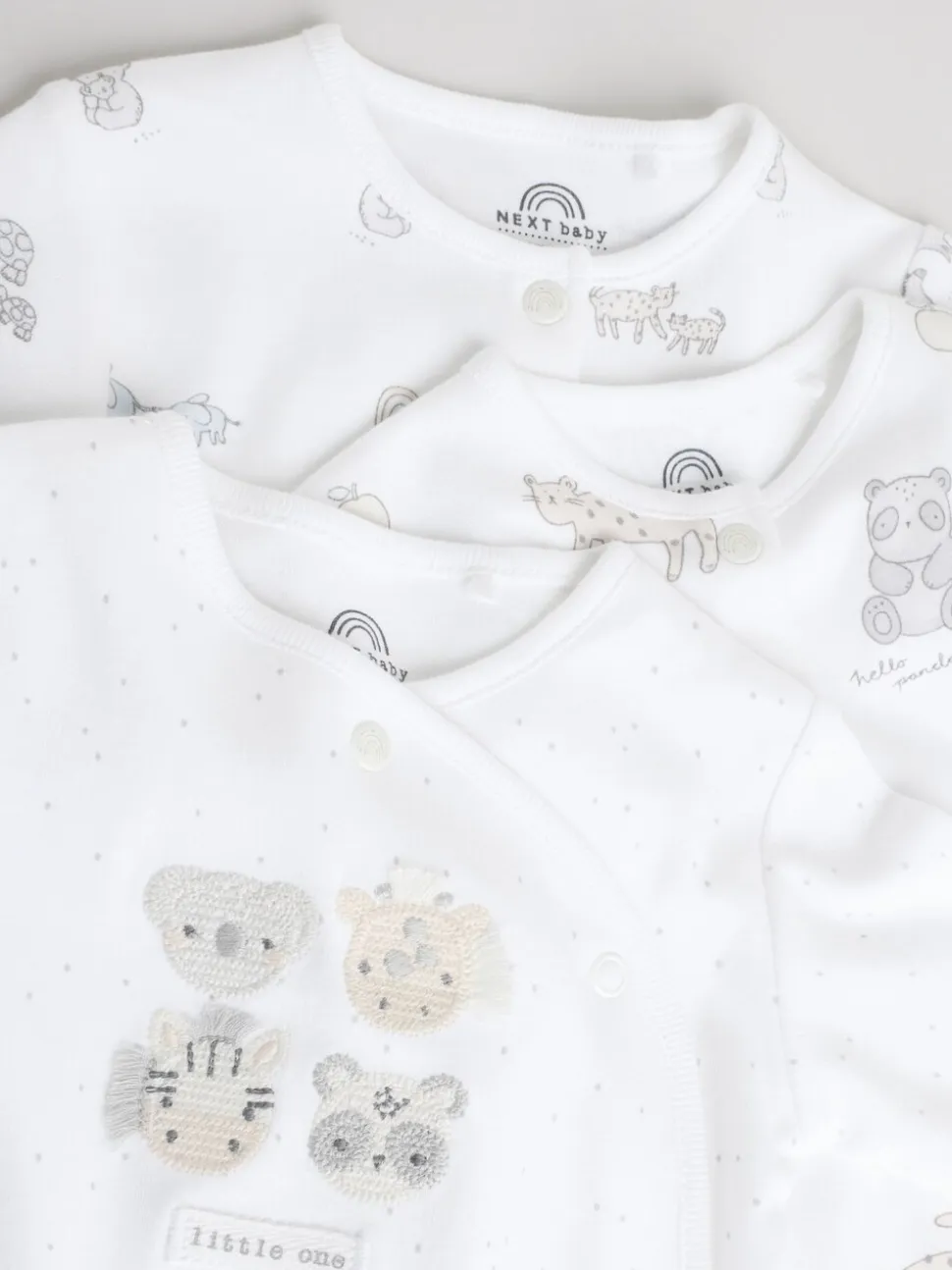 Wit met safariprint - Verpakking van 3 babypyjama's (0-2jr)