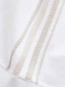 Wit met verticale strepen - 100% katoenen gebreid poloshirt met rits bij de hals (3mnd-7jr)