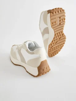 Wit neutraal - Vetersneakers met dikke zool