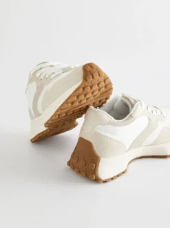 Wit neutraal - Vetersneakers met dikke zool