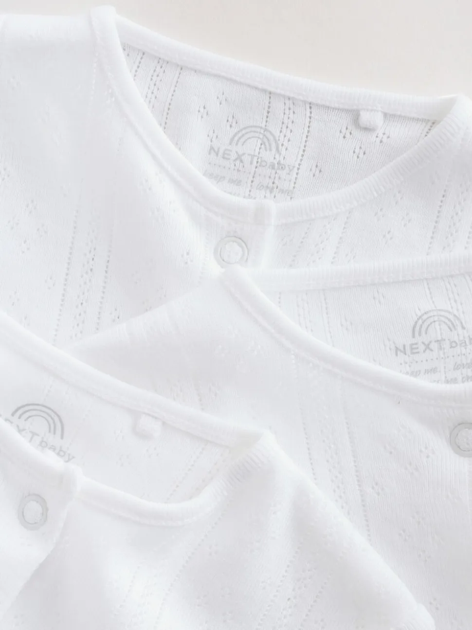 Wit pointelle - Baby Sleepsuits 3 Pack (0-18mths)