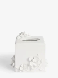 Wit tissuebakje met bloemen