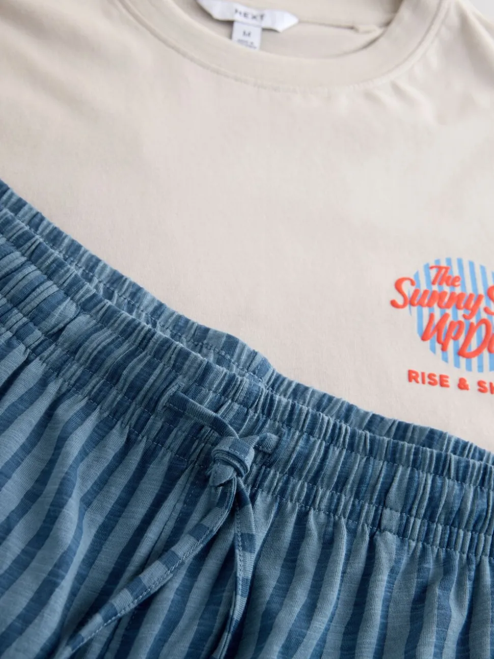 Wit/blauw - Graphic Short Sleeve Jersey Pyjamas Set