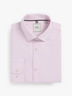 Wit/blauw - Slim Fit Easy Care Textured Single Cuff Smart Shirts 3 Pack