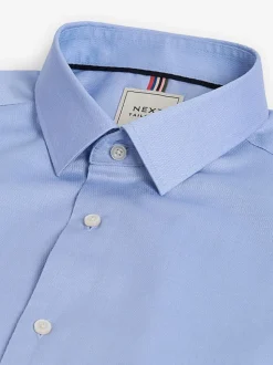 Wit/blauw - Slim Fit Easy Care Textured Single Cuff Smart Shirts 3 Pack