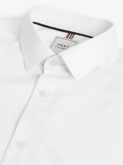 Wit/blauw - Slim Fit Easy Care Textured Single Cuff Smart Shirts 3 Pack