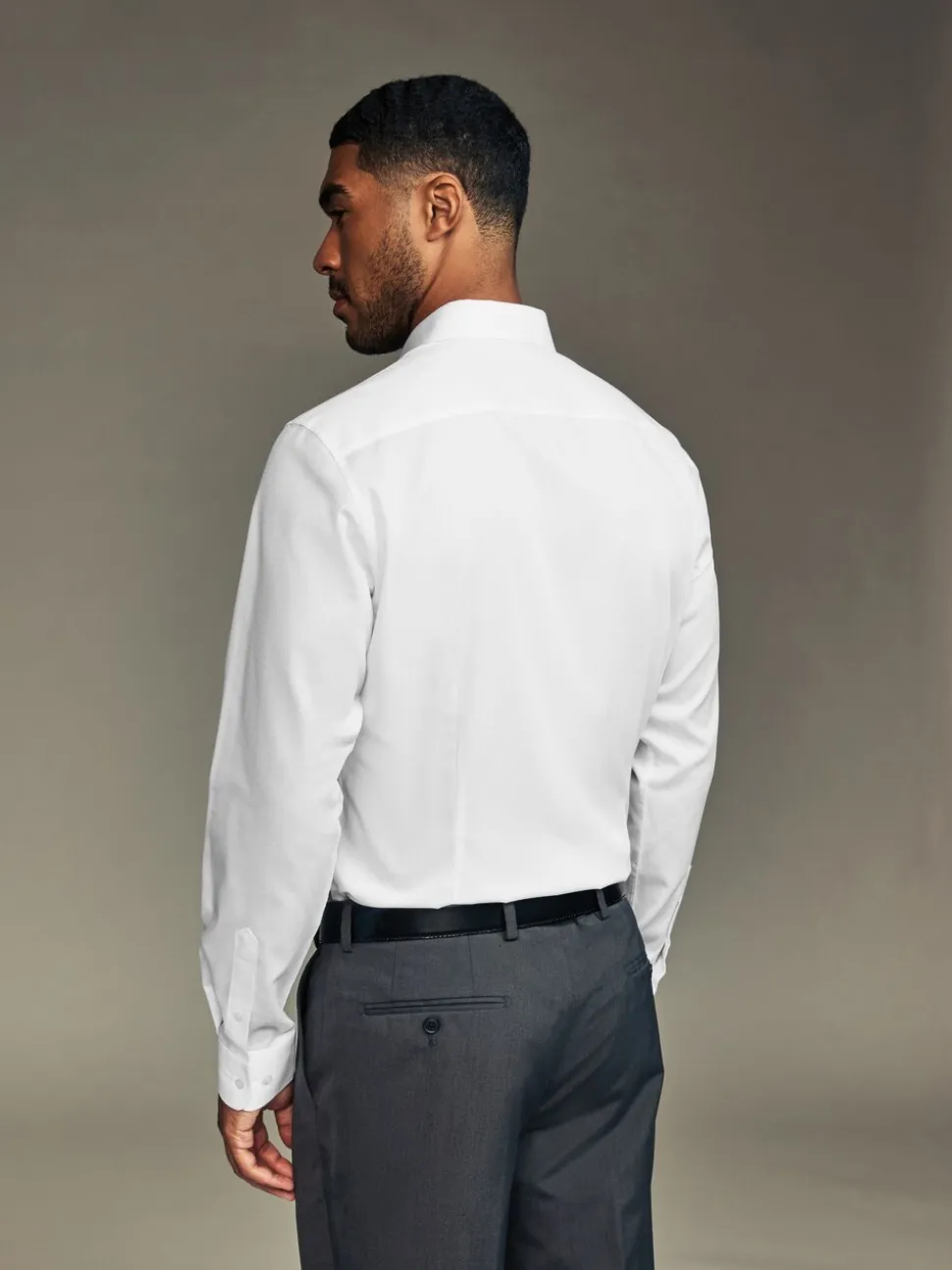 Wit/blauw - Slim Fit Easy Care Textured Single Cuff Smart Shirts 3 Pack