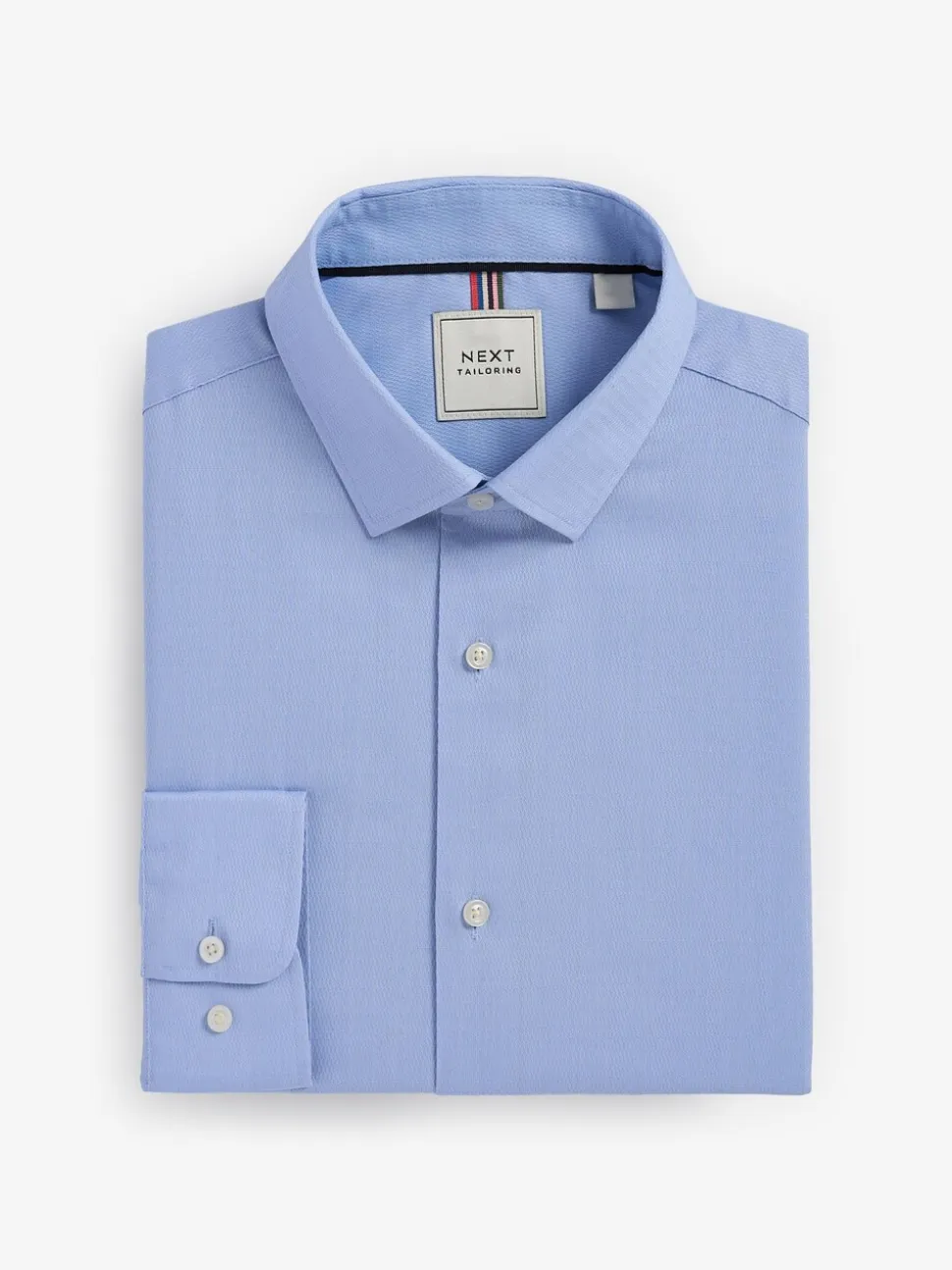 Wit/blauw - Slim Fit Easy Care Textured Single Cuff Smart Shirts 3 Pack