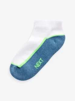 Wit/blauw - Verpakking van 7 sportsokken met verzacht voetbed