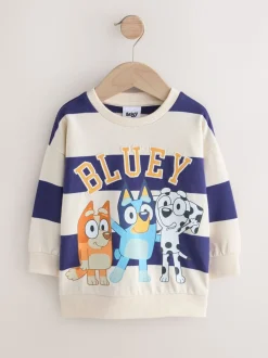 Wit/blauw gestreept - Bluey sweatshirt van katoen met ronde hals (12mnd -8jr)