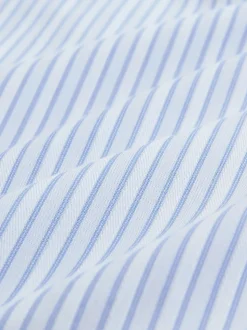 Wit/blauw gestreept - Cotton Rich Long Sleeve Formal Shirt
