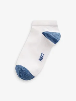 Wit/blauw/grijs met contrasterende hiel en teen - Verpakking van 7 paar sneakersokken met hoog aandeel katoen