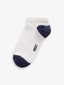 Wit/blauw/grijs met contrasterende hiel en teen - Verpakking van 7 paar sneakersokken met hoog aandeel katoen