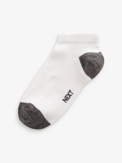 Wit/felgekleurde hiel en teen - Verpakking van 7 paar sneakersokken met hoog aandeel katoen