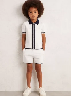 Wit/marineblauw - Reiss Barbor Shorts