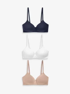 Wit/marineblauw/roze - Katoenmix ultiem comfort beha's verpakking van 3