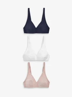 Wit/marineblauw/roze - Katoenmix ultiem comfort beha's verpakking van 3